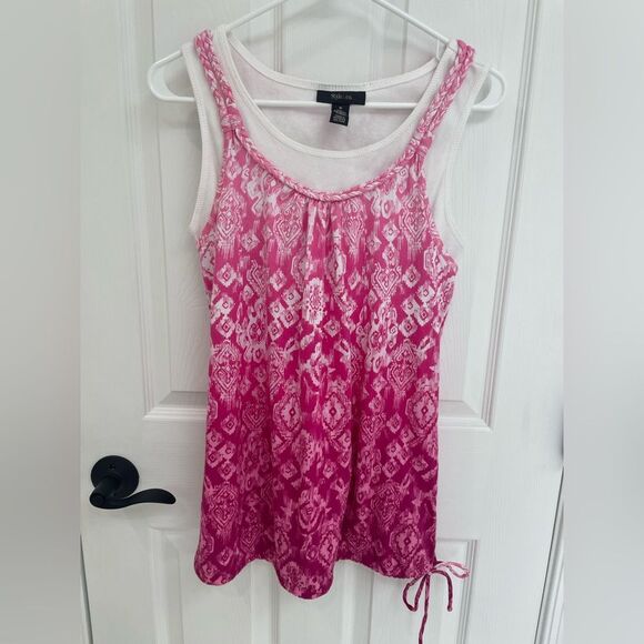 Style & Co. Two in One 90s Y2K Vintage Layered Pink Print Tank Women’s Size M - Picture 1 of 7